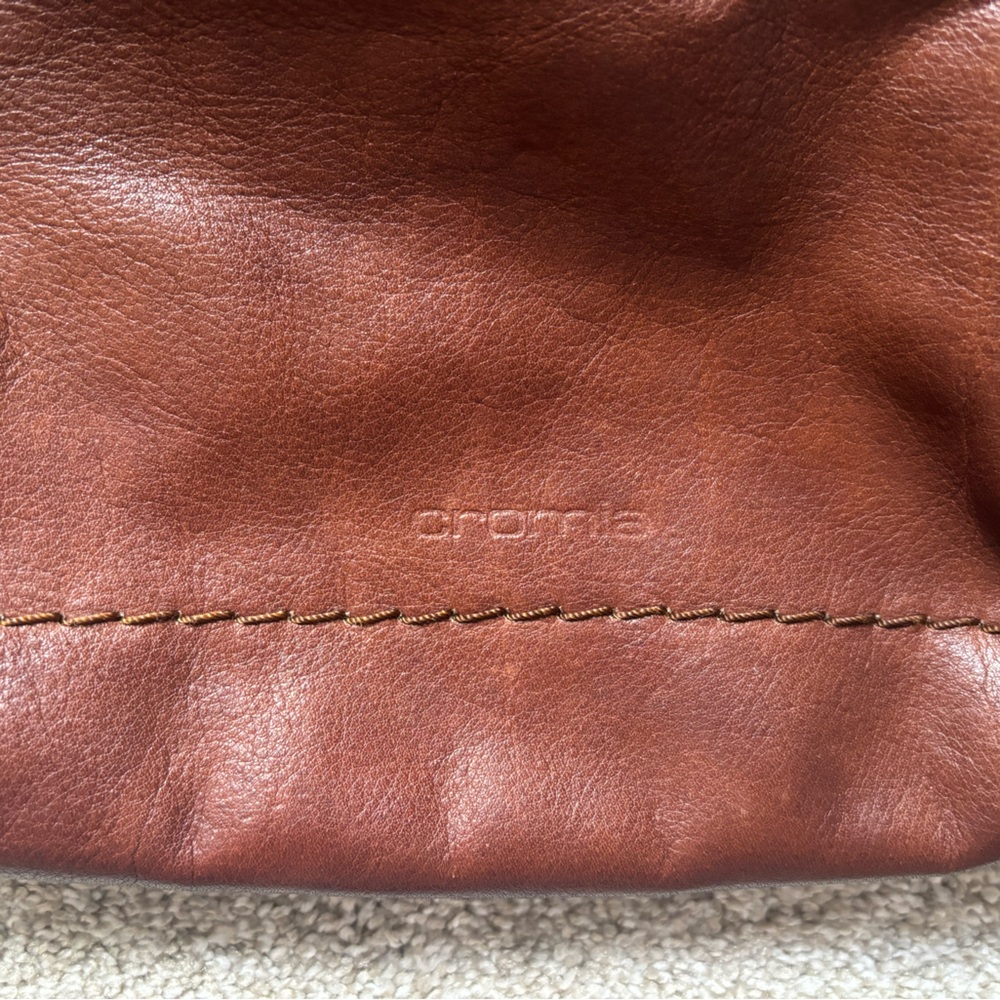 RARE CROMIA Genuine Italian Leather Double Handle Silv Hardware Made in Italy - Picture 5 of 14